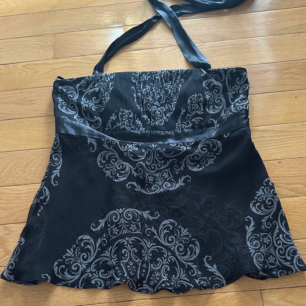 White House Black Market Black and Silver Top